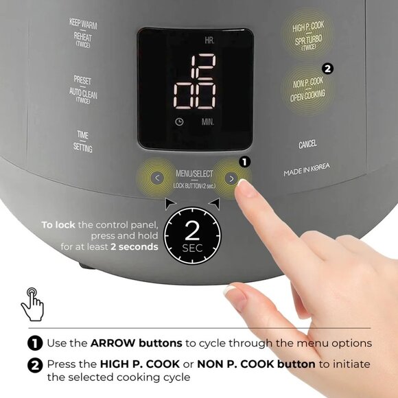 Cuckoo 6-Cup Twin Pressure Smart Multifunction Rice Cooker Digital Lcd Display - Picture 4 of 6
